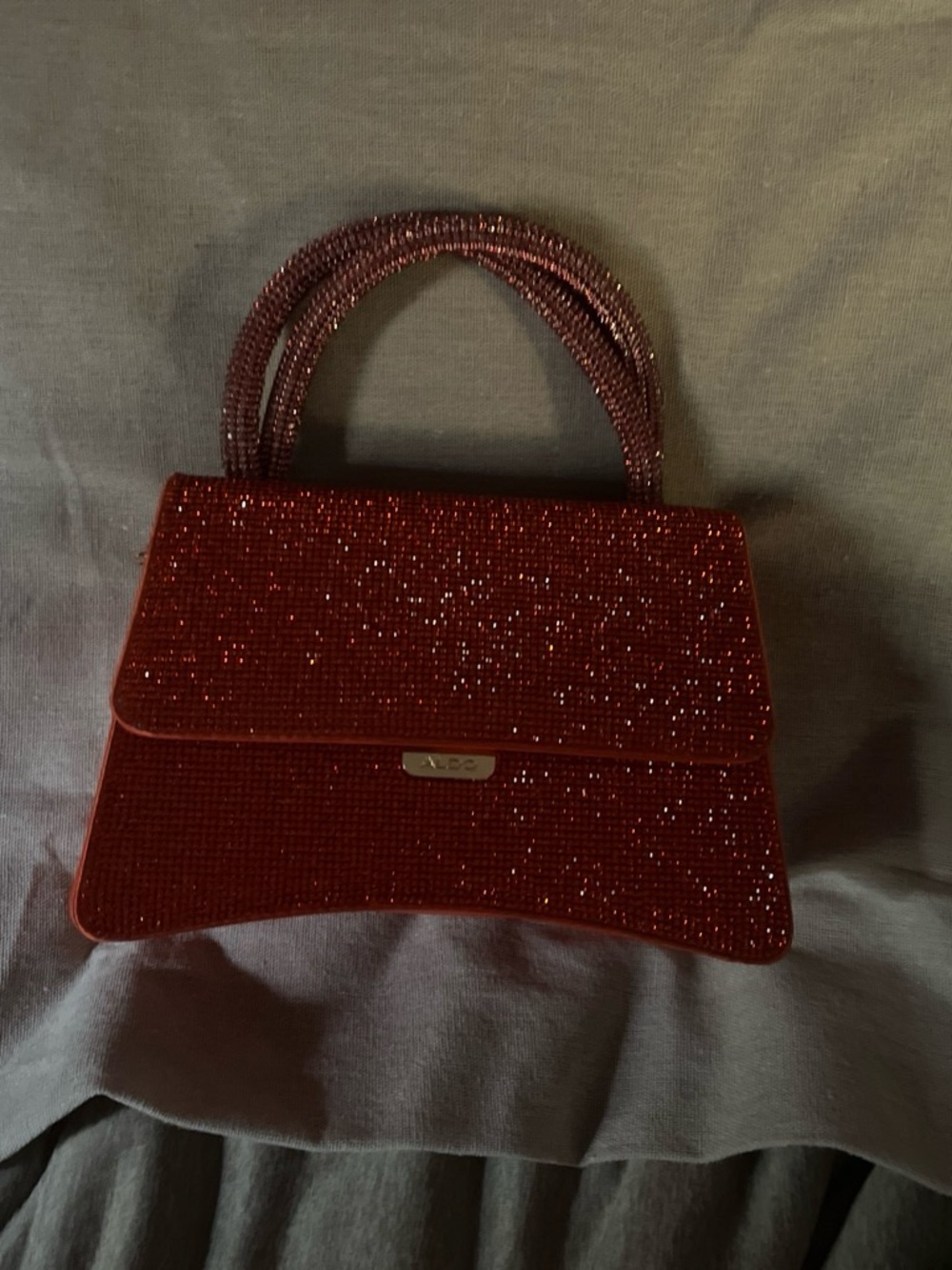 Aldo Sparkling Red Beaded Top-Handle Crossbody
